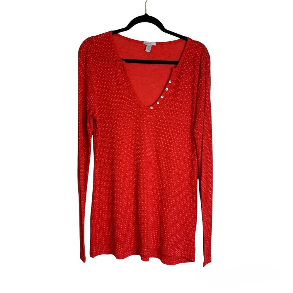 Old Navy Red Polka Dot Long Sleeve‎ Shirt Large